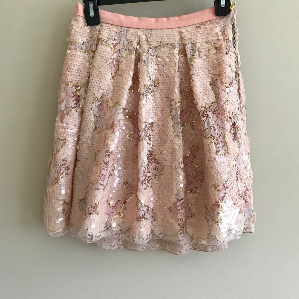 Eva Franco pink sequin lace skirt 0P